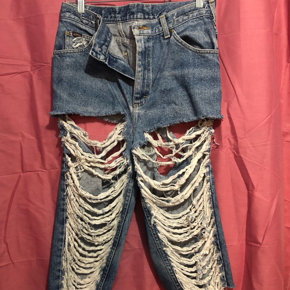 High waist distressed jeans worn once